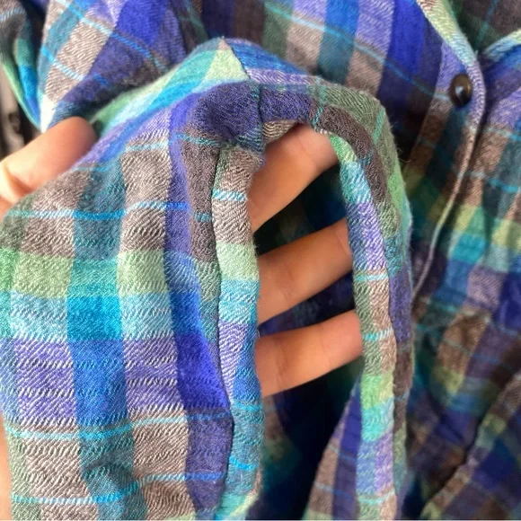 Pilcro | Anthropologie Hadley Relaxed Button Down Shirt Blue Green Size XL - Picture 7 of 13